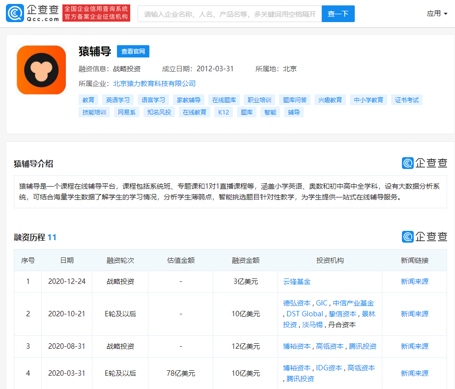 猿辅导跟哪个上市公司有关系？博裕资本投资的项目-图2