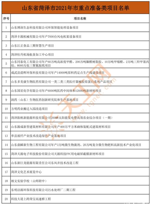 2021菏泽重点项目名单？山东 企业投资项目-图2