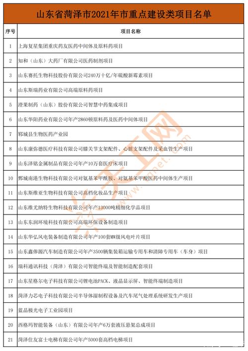 2021菏泽重点项目名单？山东 企业投资项目-图1