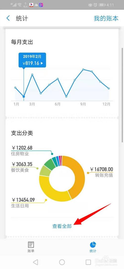 支付宝如何查询收支账单明细？项目支出分析图表-图3